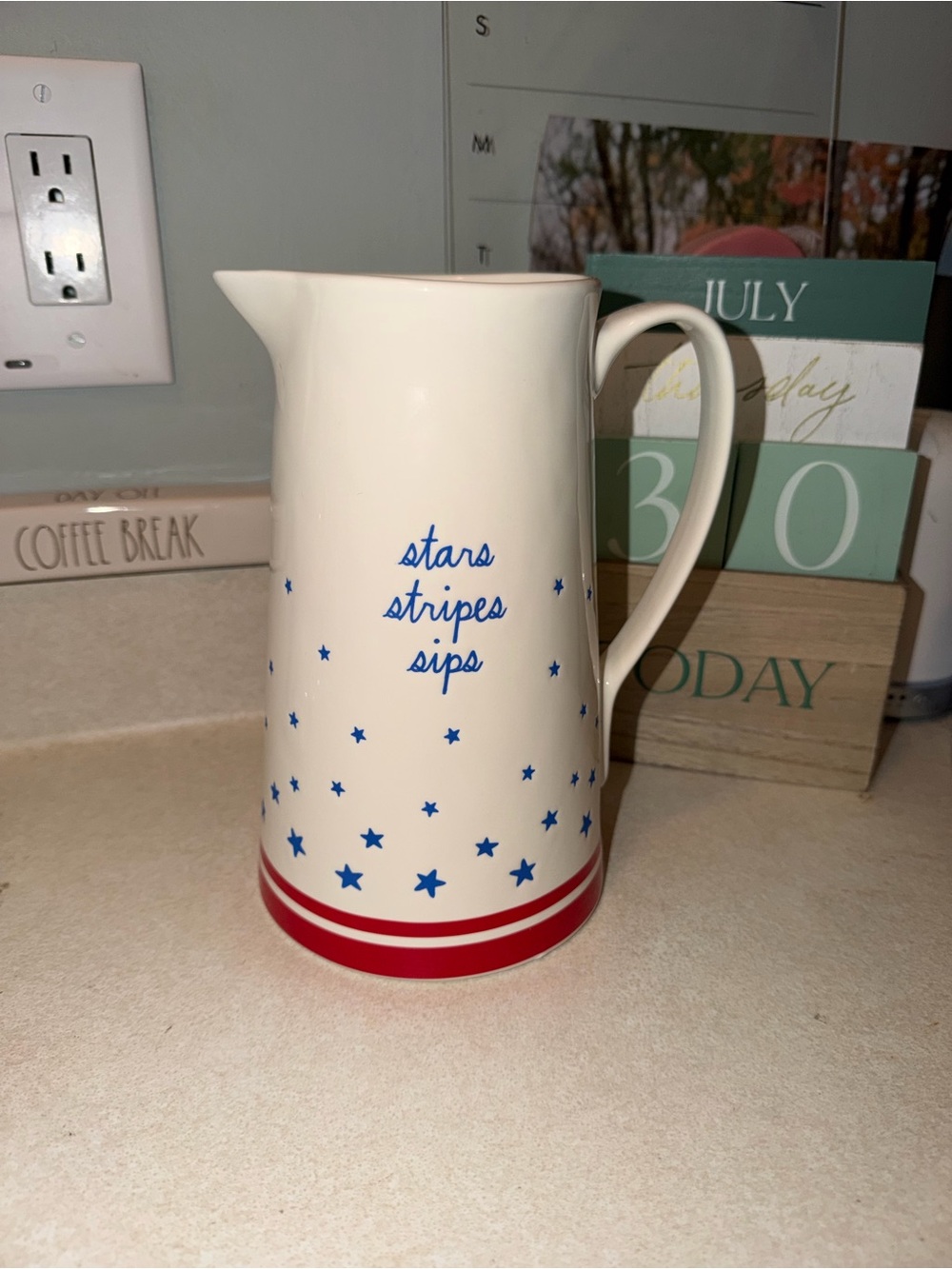 Rae Dunn stars stripes sips pitcher